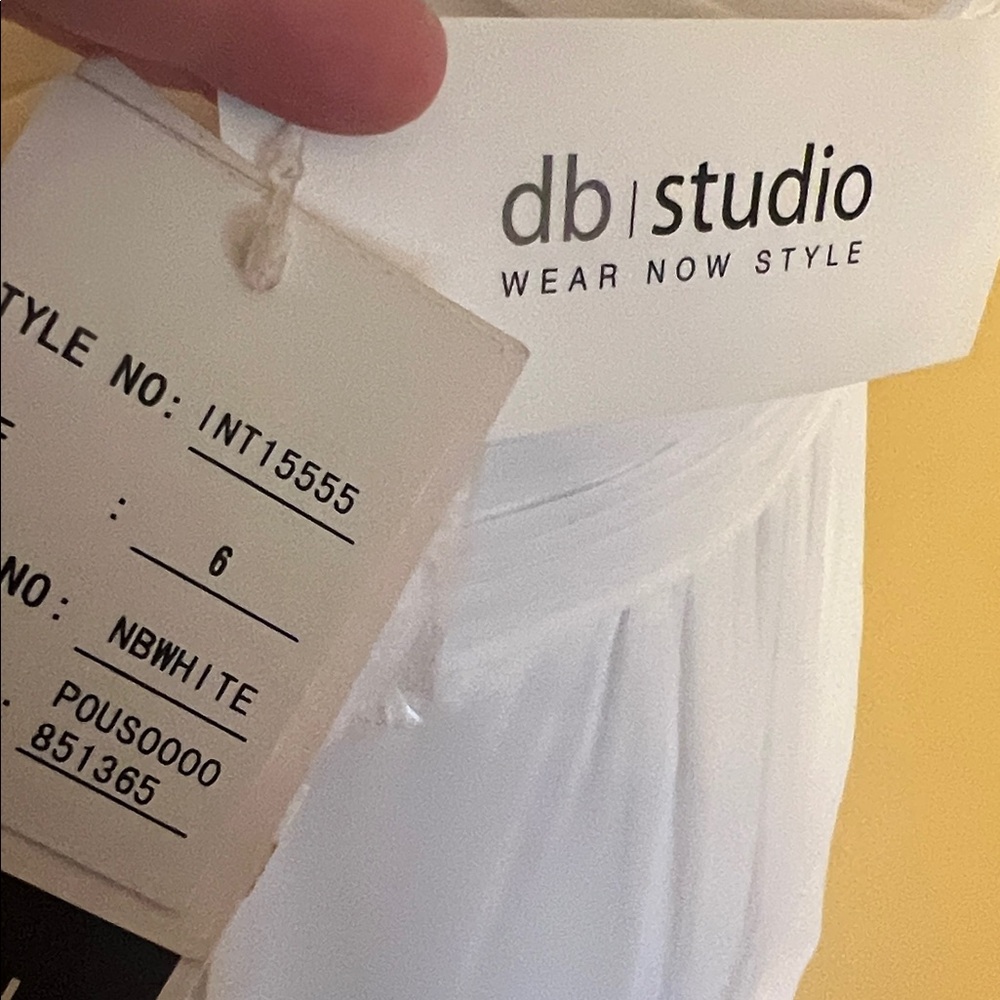 David’s Bridal Strapless Chiffon Dress gown NWT White Size 6 flowy boho fairy - Picture 5 of 9